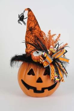Decorator's Warehouse Karen Didion Lighted Pumpkin with Orange Hat > Halloween|Halloween