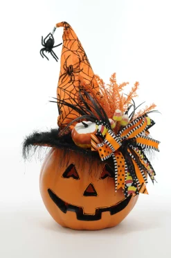 Decorator's Warehouse Karen Didion Lighted Pumpkin with Orange Hat > Halloween|Halloween