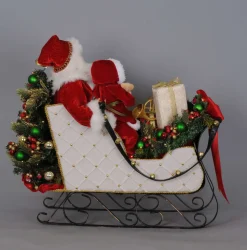 Decorator's Warehouse Karen Didion Lighted White Sled Santa > Santas & Angels|Karen Didion