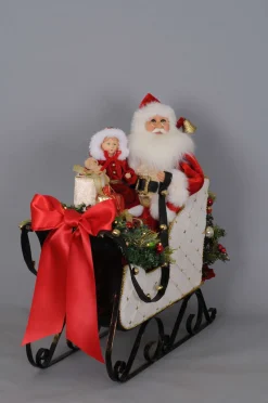 Decorator's Warehouse Karen Didion Lighted White Sled Santa > Santas & Angels|Karen Didion