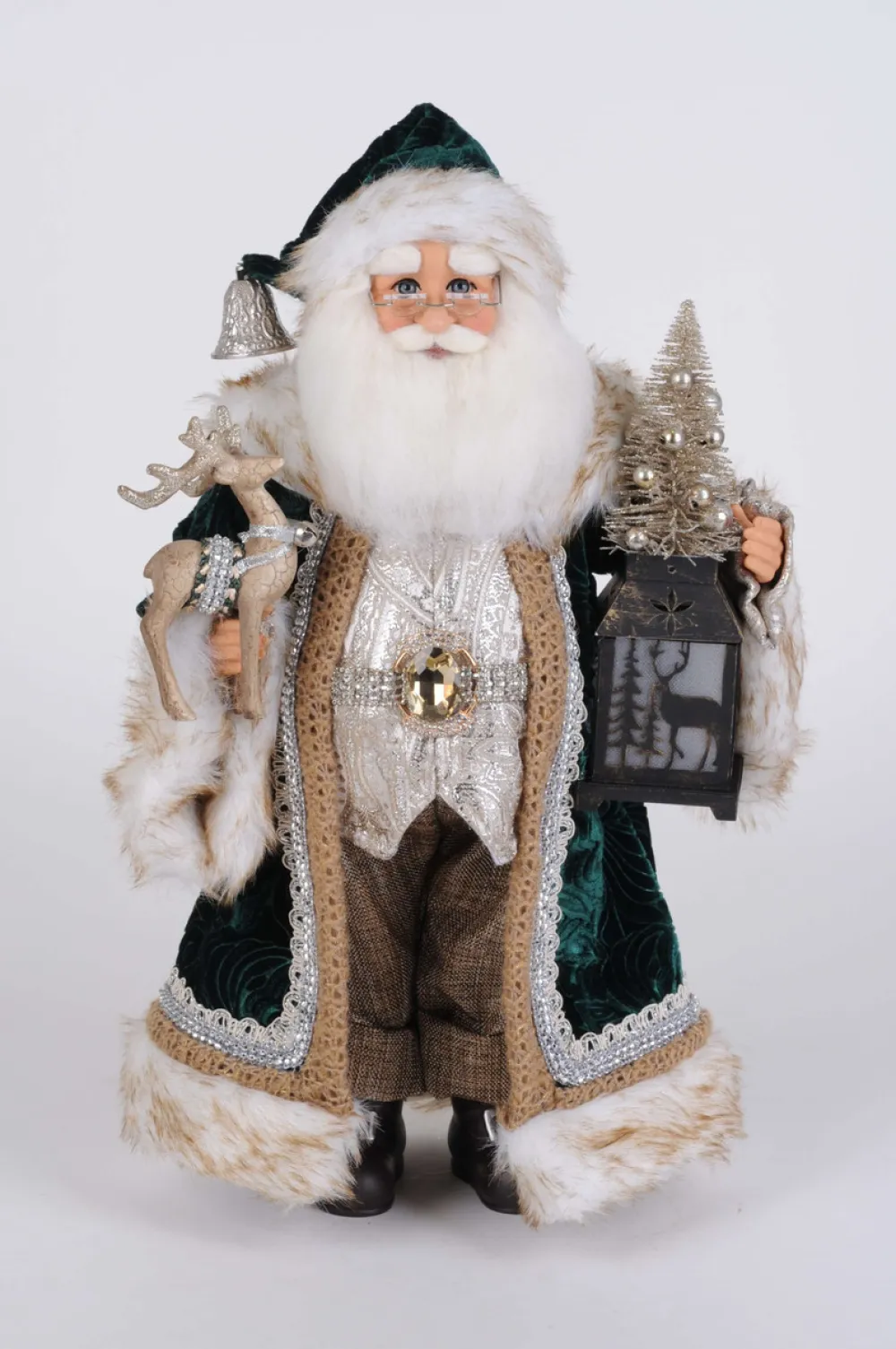 Decorator's Warehouse 17" Karen Didion Lighted Woodland Emerald Santa > Santas & Angels|Karen Didion