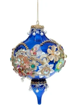 Decorator's Warehouse 8" King's Jewel Extra Fancy Finial Ornament, Blue - Mark Roberts > Mark Roberts