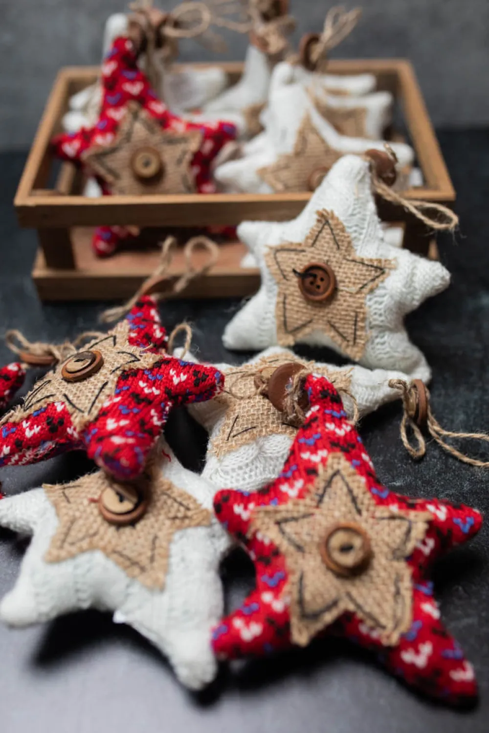 Decorator's Warehouse 3" Knit Star Ornament W/ Box - Set of 12 > Patriotic Decor|Patriotic Decor