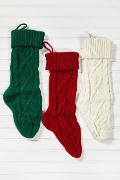 Decorator's Warehouse Knitted Christmas Stockings - Red > Christmas Decor|Christmas Textiles