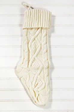 Decorator's Warehouse Knitted Christmas Stockings - Ivory > Christmas Decor|Christmas Textiles