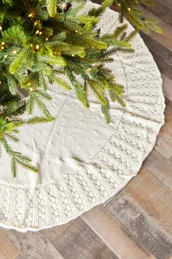 Decorator's Warehouse 50" Knitted Tree Skirt - Ivory > Christmas Decor|Christmas Textiles