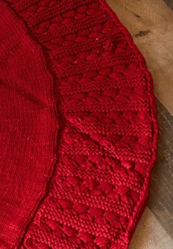Decorator's Warehouse Knitted Tree Skirt - Red > Christmas Decor|Christmas Textiles