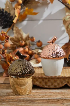 Decorator's Warehouse Large Top Ceramic Metallic Acorn Container > Fall Decor|Fall Decor