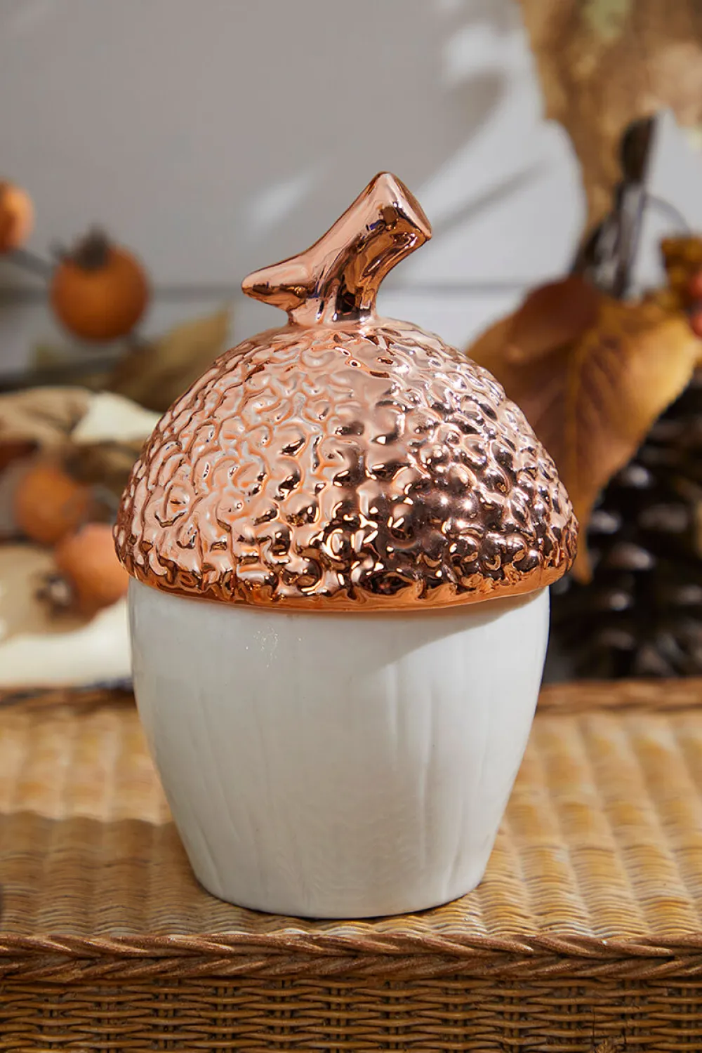 Decorator's Warehouse Large Top Ceramic Metallic Acorn Container > Fall Decor|Fall Decor