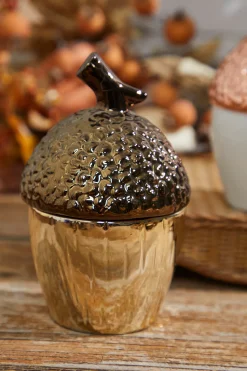 Decorator's Warehouse Large Top Ceramic Metallic Acorn Container > Fall Decor|Fall Decor