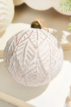 Decorator's Warehouse 4" Leafy Ball Glass Ornament > Sugar & Spice|Christmas Decor