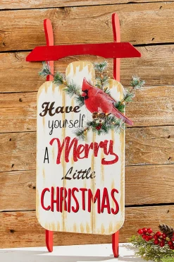 Decorator's Warehouse 31" LED BTY/TMR "Merry Christmas" Sleigh > Cardinal|Christmas Accents