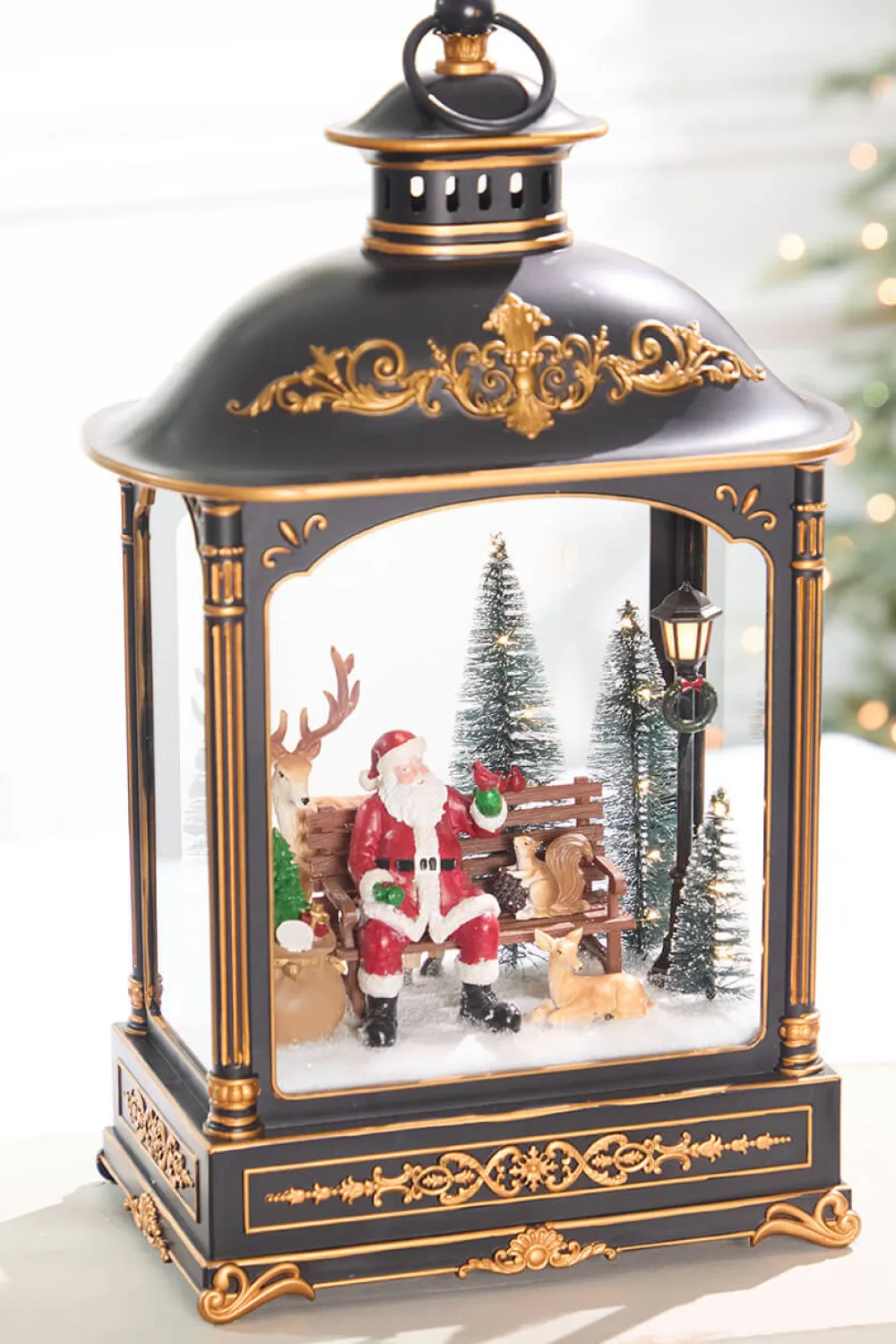 Decorator's Warehouse 17.5" LED Lantern with Santa and Animals > Cardinal|Christmas Accents