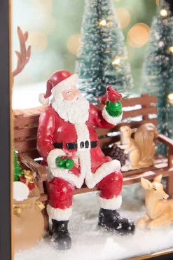 Decorator's Warehouse 17.5" LED Lantern with Santa and Animals > Cardinal|Christmas Accents