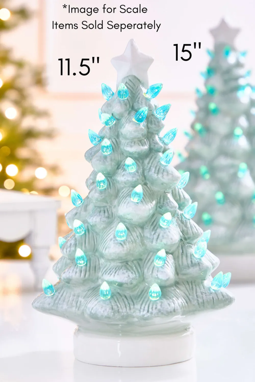 Decorator's Warehouse 11.5" Light Blue Ceramic LED Tree > Tabletop & Accent Trees|Retro Brites