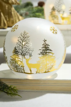 Decorator's Warehouse 4" - 5" Lighted Glass Dome > Winter Woodland|Christmas Accents