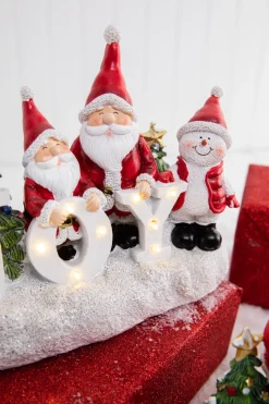 Decorator's Warehouse Lighted Holiday Resin Figure - Snowman on Right > Christmas Accents|Christmas Decor