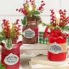 Decorator's Warehouse 12" Lighted Metal Milk Can with Pine & Berry Arrangement > Farmhouse|Christmas Accents