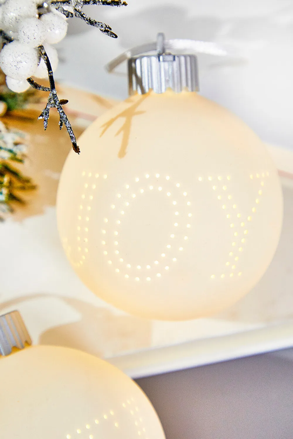 Decorator's Warehouse 3" Lighted Text Ceramic Ornament > Christmas Decor|Nativity Ornaments