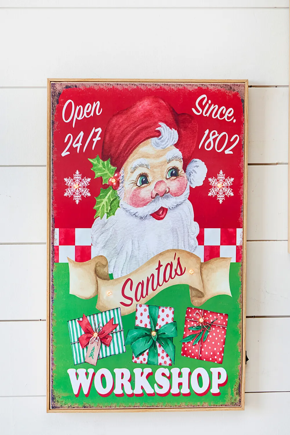 Decorator's Warehouse 19.6" Lighted Wood Holiday Design Wall Sign > Retro Brites|Farmhouse