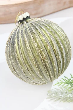 Decorator's Warehouse 4.25" - 6" Light Green Ribbed Glass Ornaments > Christmas Decor|2026 New Additions