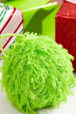 Decorator's Warehouse 4" Lime Green Furry Fabric Ball Ornament > Christmas Ornaments|Storyville