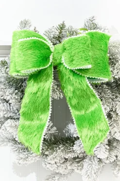 Decorator's Warehouse 12" Lime Green Furry Storyville Bow > Christmas Decor|Storyville