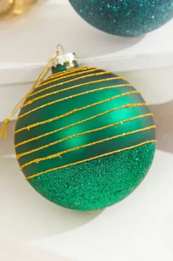 Decorator's Warehouse 4” Line Ball Ornament > Christmas Sale|Christmas Decor