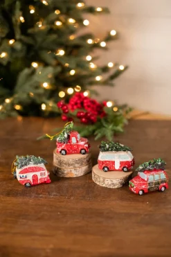 Decorator's Warehouse 3.7” L Resin Holiday Vehicle with Tree Ornament > Christmas Ornaments|Farmhouse
