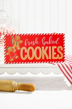 Decorator's Warehouse 12.5"L x 6"H "Fresh Baked Cookies" Sign > Gingerbread|Christmas Decor