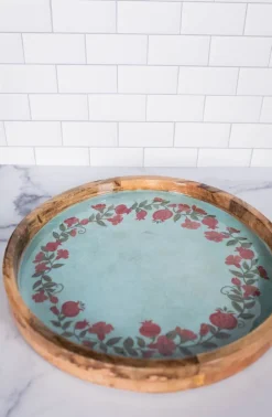 Decorator's Warehouse 15" Mango Wood Pomegranate Wreath Tray > Christmas Sale|Christmas Decor