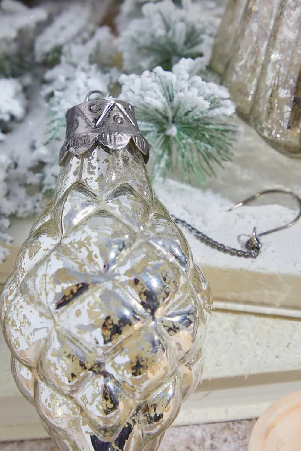 Decorator's Warehouse 8" Marquis Elizabethan Mercury Glass Ornament > Christmas Decor|Natural Elegance