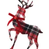 Decorator's Warehouse 11” MDF Fabric Plaid Deer Ornament > Christmas Ornaments|Christmas Ornaments