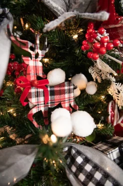 Decorator's Warehouse 11” MDF Fabric Plaid Deer Ornament > Christmas Ornaments|Christmas Ornaments