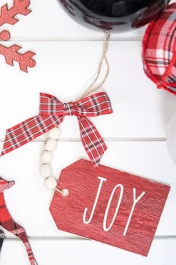 Decorator's Warehouse 9” MDF “Joy” Tag with Bow Ornament > Christmas Sale|Christmas Decor