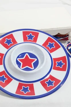 Decorator's Warehouse 15" Melamine Americana Chip & Dip Plate > Patriotic Decor|Patriotic Decor