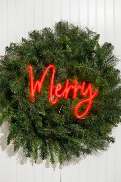 Decorator's Warehouse 13.8" Merry Lit Neon Sign > Christmas Decor|Indoor Lighting