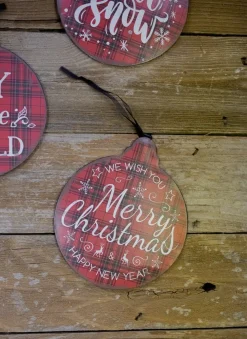 Decorator's Warehouse 8.6” Metal Buffalo Check Christmas Ornaments > Christmas Ornaments|Christmas Ornaments
