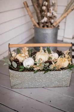 Decorator's Warehouse 22” Metal Container with Harvest Arrangement > Christmas Accents|Christmas Decor