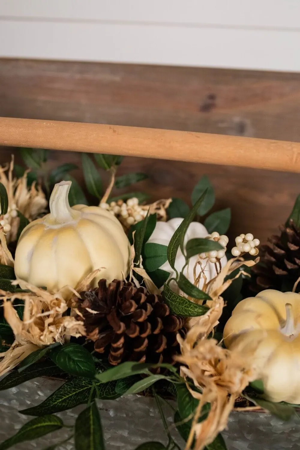 Decorator's Warehouse 22” Metal Container with Harvest Arrangement > Christmas Accents|Christmas Decor