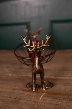 Decorator's Warehouse 14.5” Metal Deer Basket Tea Light Holder > Christmas Sale