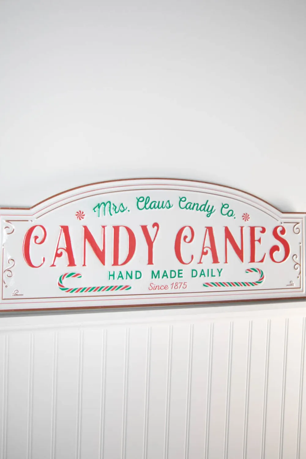 Decorator's Warehouse 28” Metal Embossed Candy Cane Wall Sign > North Pole Party|Christmas Accents