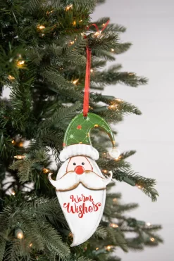 Decorator's Warehouse 8” Metal Holiday Santa Ornament with Ribbon > Christmas Ornaments|Christmas Decor