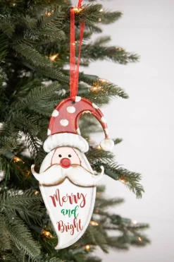 Decorator's Warehouse 8” Metal Holiday Santa Ornament with Ribbon > Christmas Ornaments|Christmas Decor