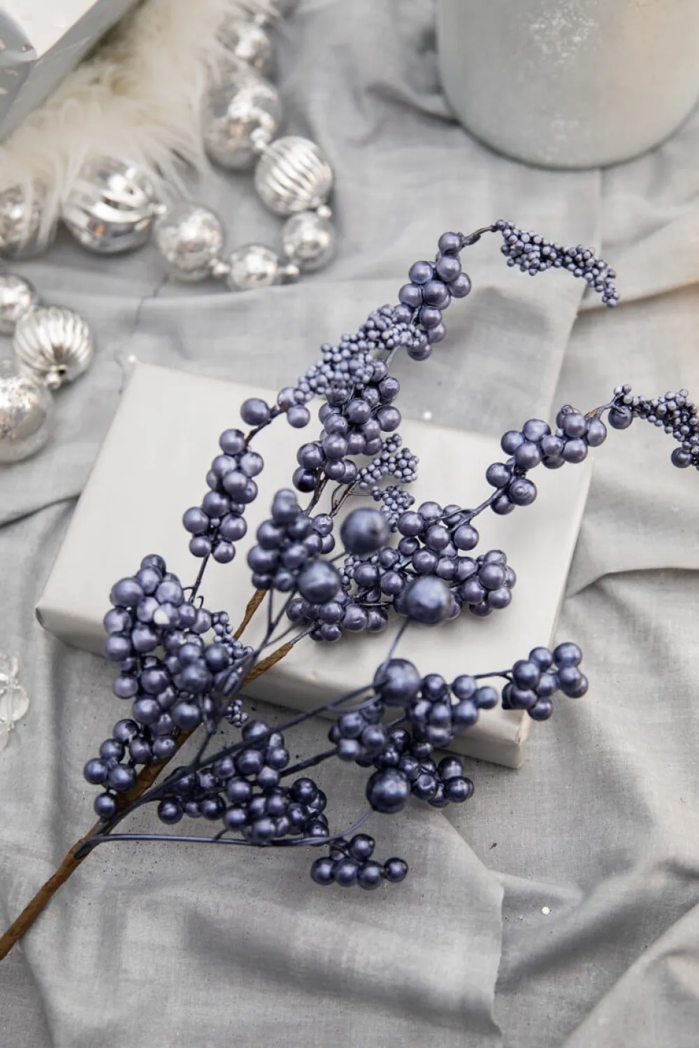 Decorator's Warehouse 18” Metallic Dew Berry Spray - Navy > Nutcracker|Christmas Sprays