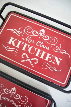 Decorator's Warehouse Metal & Wood Engraved Holiday Trays - Set of 2 > Gingerbread|Christmas Accents