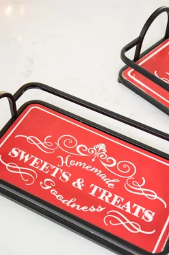 Decorator's Warehouse Metal & Wood Engraved Holiday Trays - Set of 2 > Gingerbread|Christmas Accents