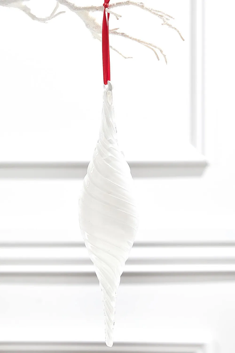 Decorator's Warehouse 10.25" Milky Way Swirl Glass Finial Drop Ornament > White Christmas|Christmas Decor