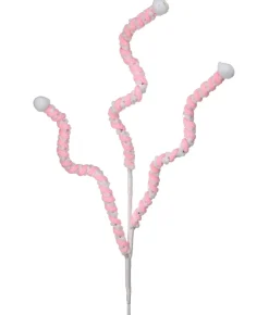 Decorator's Warehouse 25” Mini Cotton Ball Peppermint Christmas Spray - Pink/White > Christmas Sprays|Christmas Decor
