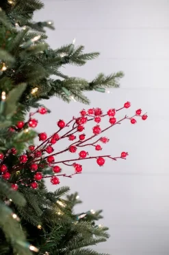 Decorator's Warehouse 30” Mini Pomegranate Iced Christmas Sprays (Weather Resistant) > Cardinal|Christmas Sprays